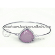 925 Silber Armband Verstellbare Chalcedon Edelstein Schmuck Armbänder und Armreifen